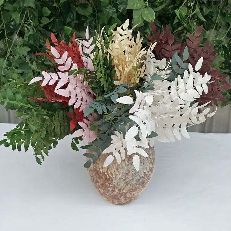 Flores e plantas secas personalizadas, flores secas 56 cm de ramos de folhas de árvore para casamento