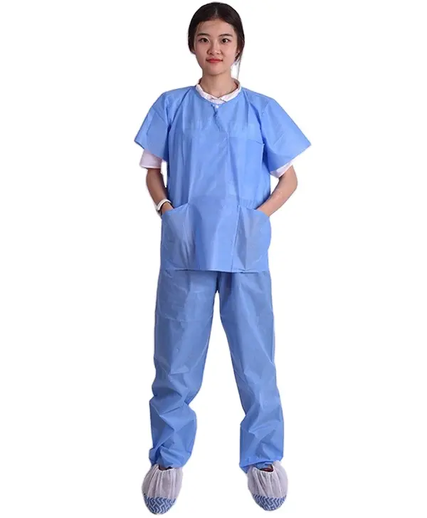 Camicie e pantaloni del paziente del pigiama dell'infermiera medica monouso uniforme dell'ospedale