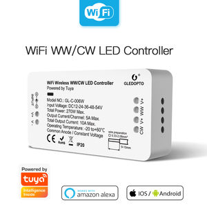 Tuya WiFi WW/CWLEDストリップコントローラーDC12〜54V最大15A負荷定電圧入力2チャンネル出力 - Product Image 3