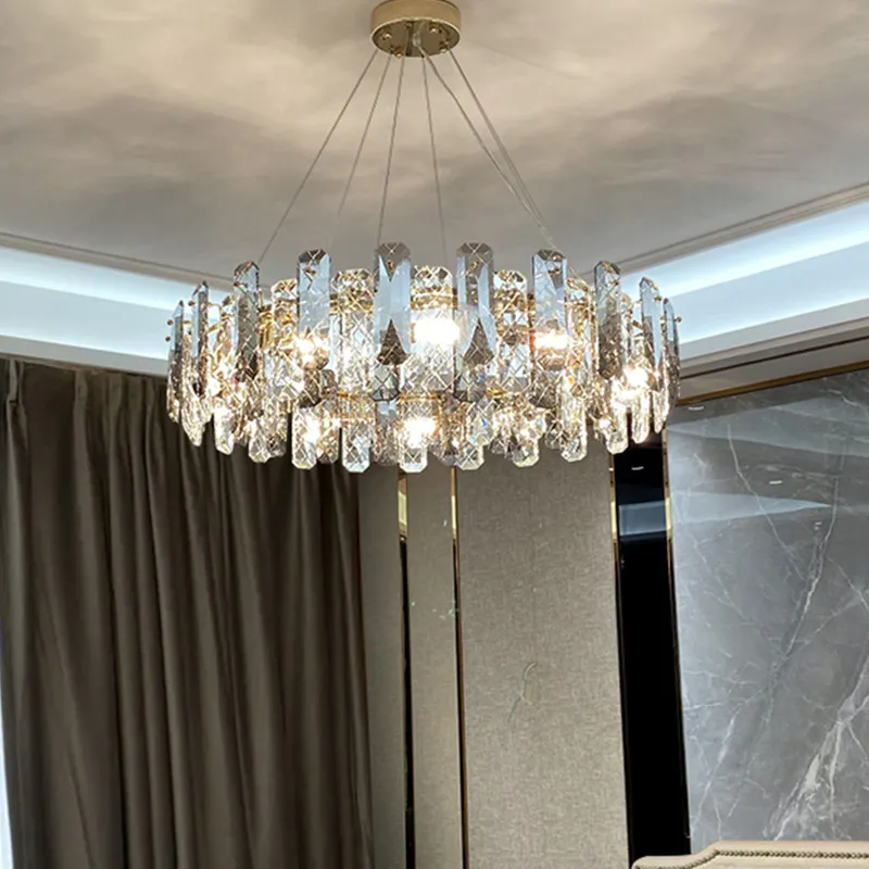 Lámpara colgante de cristal ahumado para interiores, candelabro de cristal moderno, 2022