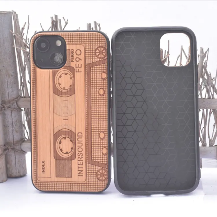 Biodegradable अनुकूलित के लिए नक्काशीदार लकड़ी सेल फोन के मामले में कवर Iphone 13 प्रो मैक्स मिनी लेजर Engravable रिक्त लकड़ी फोन के मामले में