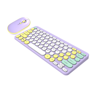 Kit de teclado de ratón de teclado redondo retro de oficina teclado multimedia estándar USB 2,4 GHz teclado inalámbrico combos de ratón - Product Image 1