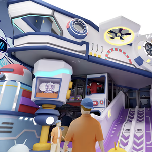 Indoor Aerospace für Kinder Soft Play Spielplatz <span class=keywords><strong>Space</strong></span> Theme Ball Pit mit Slide Carousel Ride und Starship - Product Image 1