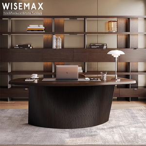 WISEMAX мебель, итальянский минималистский дизайн, мебель для Кабинета, деревянный компьютерный стол, роскошный изогнутый стол для квартиры - Product Image 2