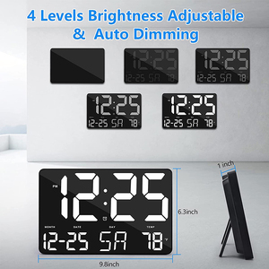 Orologio da parete digitale orologio digitale a LED ampio Display con telecomando temperatura del calendario a luminosità regolabile - Product Image 3
