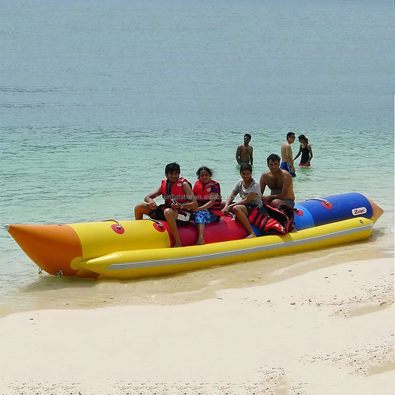 Tabung tiup perahu pisang rakit dapat ditarik tabung Trailer permainan air mengambang untuk dewasa peralatan olahraga air lainnya