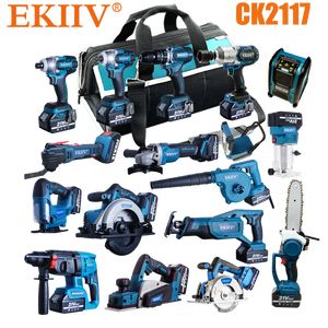 EKIIV 12pcs 15pcs 16pcs 18pcs in One 21v 18v <strong>Power</strong> Tools Combo <strong>Kit</strong> Cordless <strong>Pro</strong> 15-tool Lithium Ion Cordless Combos - Product Image 2