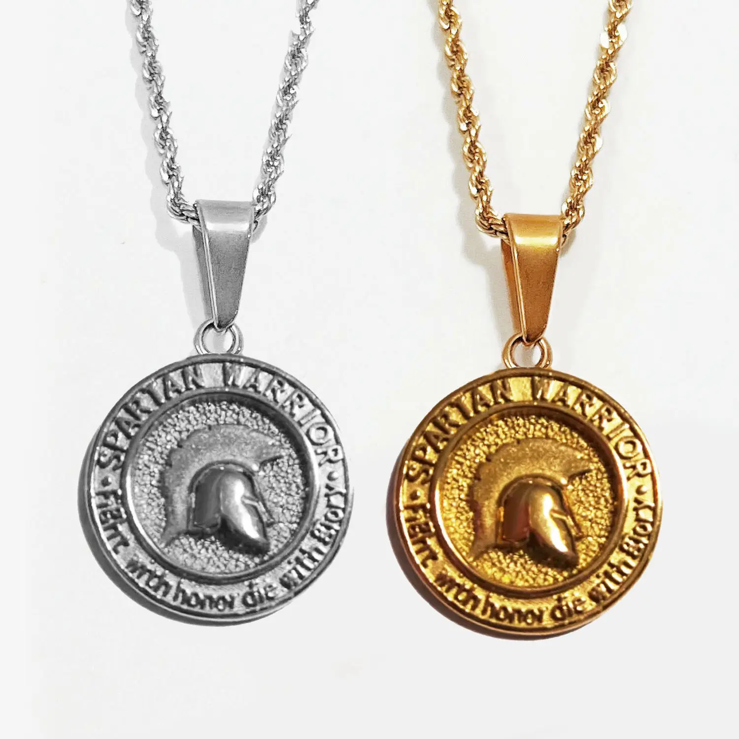 Vintage Gold Altes Griechenland Spartan Warrior Anhänger Griechische Zeus Medaille Münze Halskette Männer Edelstahl Schmuck Medusa Anhänger