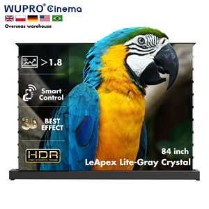 Pantalla de proyección motorizada de cristal gris PVC de 84 pulgadas Wupro al por mayor 4K UHD 3D Pantalla de proyector de elevación de suelo eléctrico mejorada - Product Image 1