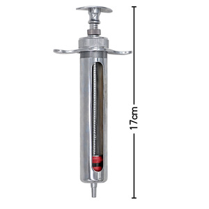 Inyector de Metal de 10ml para uso veterinario, jeringa de Metal ajustable, inyección de vacuno para animales con tubo de cristal, 10ml - Product Image 5