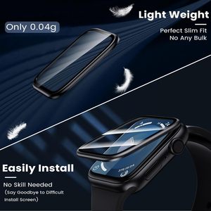 Apple Watch Series 9 8 76防水スクリーンプロテクターカバー用の新しい金属アルミニウムフレームHD強化ガラススクリーンプロテクター - Product Image 6