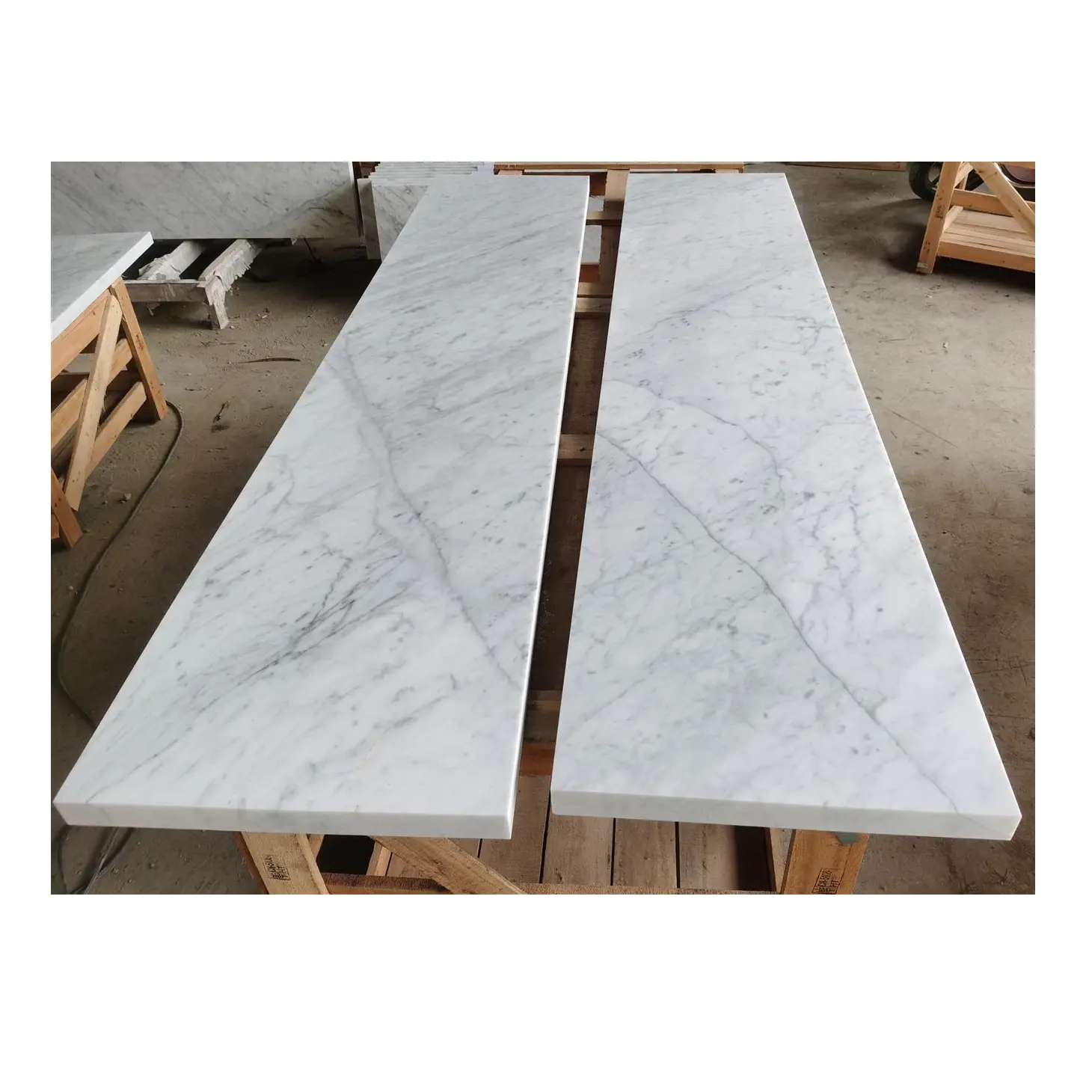 Natural Italy Carrara White Marble Tiles Interior Stone Stair Steps Riser And Treads