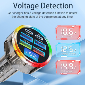 New 4usb Digital Display Car <strong>Charger</strong> Fast Charging PD Mobile Phone <strong>Charger</strong> <strong>One</strong> to Six QC3.0 Car <strong>Charger</strong> Factory - Product Image 3