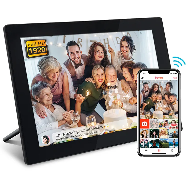 Лидер продаж, 10-дюймовая цифровая картина с Wi-Fi и сенсорным экраном FHD, фото и видео
