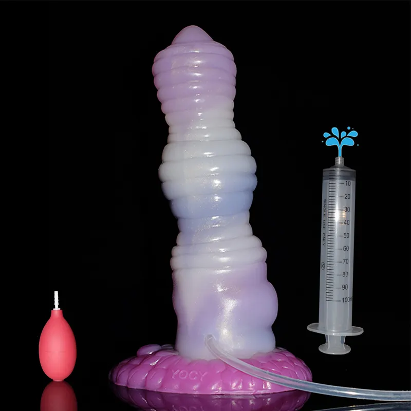أربعة حبة تلميح تحفيز مدلك السائل لعبة جنسية من السيليكون الاصطناعي التدفق دسار تقليد القذف القضيب مع حاقن