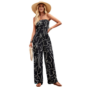 B648 mütevazı kadın 2-Piece kıyafet Backless kırpma üst yan yarık İpli geniş bacak pantolon plaj kıyafeti bir Set gevşek Fit yıkanmış - Product Image 3