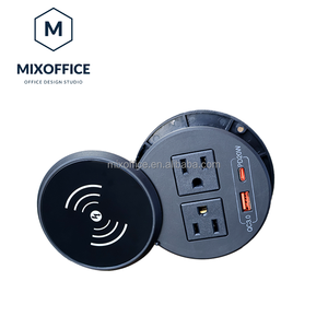 Toma de ojal de alimentación de escritorio redonda nueva de energía Universal con cubierta de rotación PD20W de carga inalámbrica para oficina en casa - Product Image 4