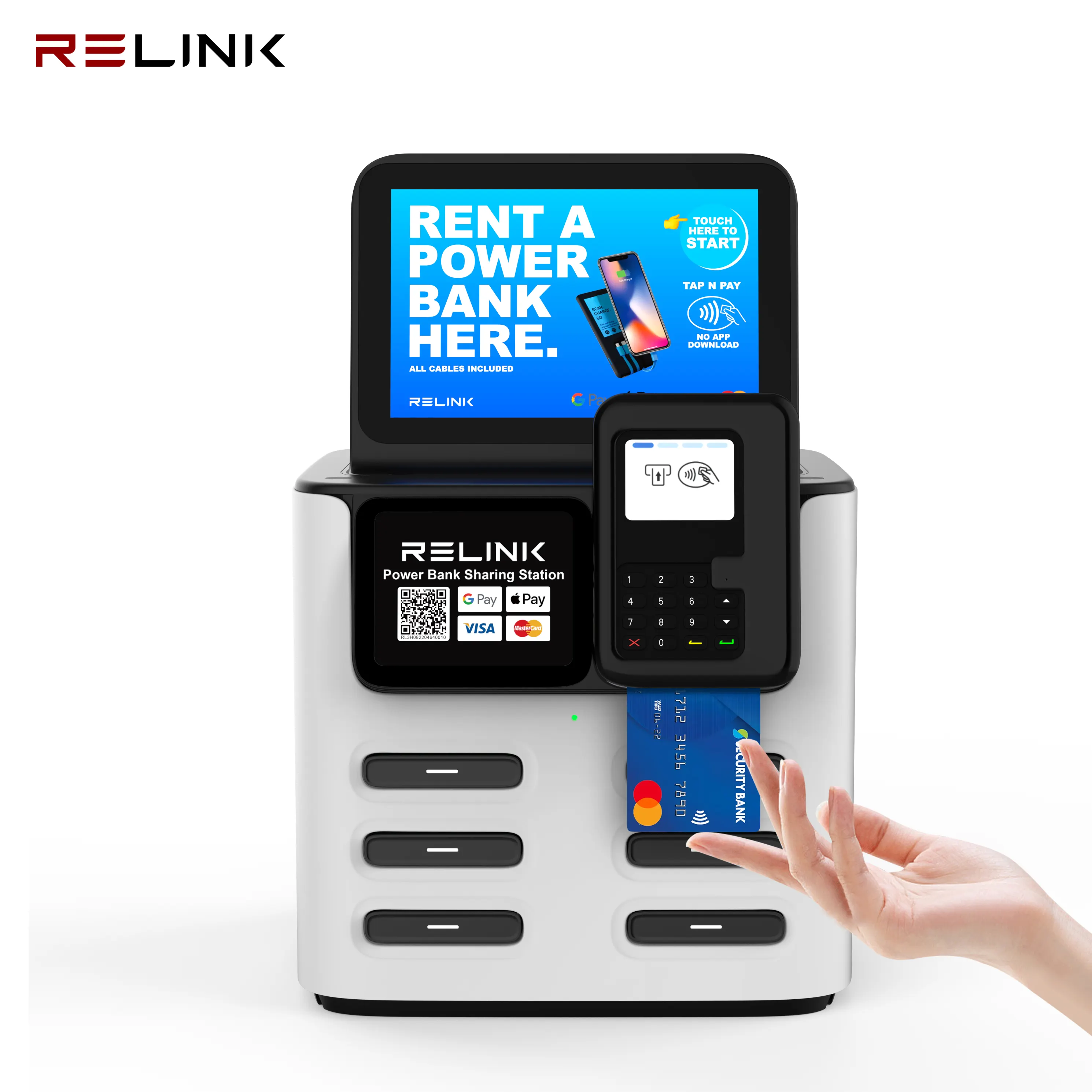 آلة البيع اللاسلكية من شركة Relink التي تحتوي على 6 فتحات لشحن الهاتف المحمول شحن محطات هاتف محمول تجارية لمقاهي المقهى