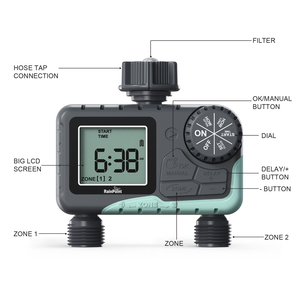 Baldr雨点ITV205 2区水计时器，带有下一个灌溉计划，提醒各地灌溉功能 - Product Image 5