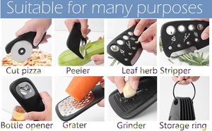 Mutfak alet 6 parça Set içerir kavun rende ot kesici sarımsak rende konserve açacağı peynir rende Pizza kesici aracı Set - Product Image 3