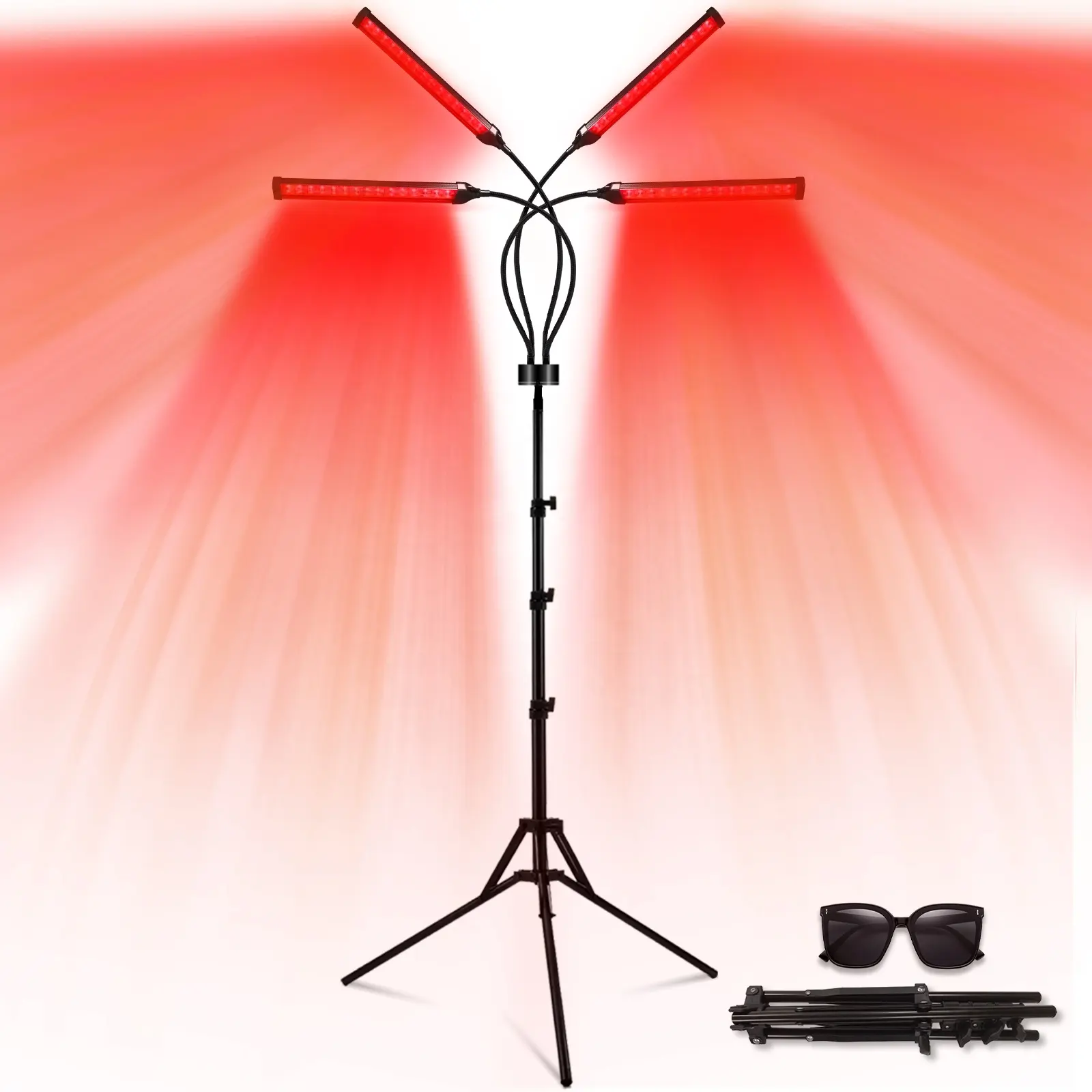 Kırmızı ışık lambası, 180led kızılötesi ışık lambası ile standı (15 "-60"), yüz vücut için 660nm 850nm derin kırmızı ışık, diz, geri
