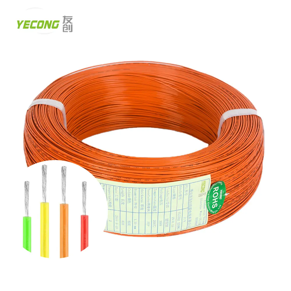 10 12 14 16 18 20 22 24 AWG Calibre cables eléctricos flexible UL758 FEP cable de control de cable para automóvil