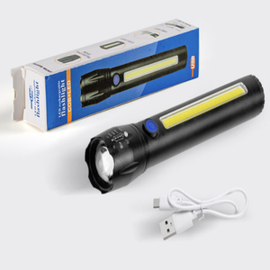 Мощный светодиодный фонарик с многофункциональным зумом, USB-зарядка, алюминиевый сплав, фонарик с COB-источником света, рейтинг IP65 - Product Image 2