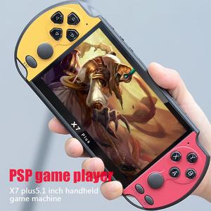 X7 Plus หน้าจอ HD เกมขนาด5.1นิ้ว,คอนโซลวิดีโอเกมแนวเรโทรขนาดเล็ก8GB เกมสองตัวรองรับคอนโซลมือถือ