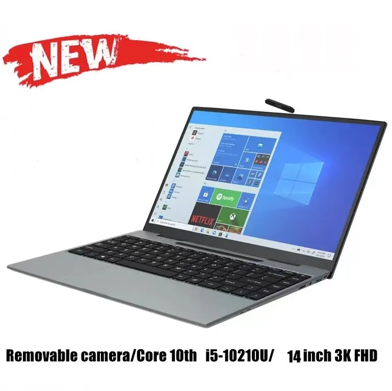 Caméra magnétique 14 ''Intel J4125 Core i5 10210U 3K 3000x2000 IPS écran ordinateur portable 8GB/16GB RAM M.2 SSD ordinateur portable 4.2GHz PC de jeu