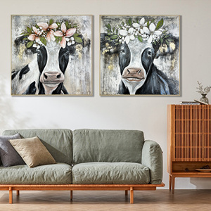 MENGKAI Modern akrilik boyama el-çizilmiş karikatür hayvan yağı ahşap klasik yaratıcı tarzı oturma odası sanat dekoru natürmort - Product Image 3
