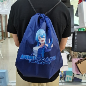 Mochila de poliéster impermeable de satén con cordón, Bolso pequeño de algodón con cordón, estampado personalizado, para deportes, lona, nailon - Product Image 3