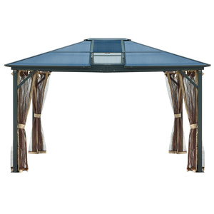Kozen Hardtop <strong>Gazebo</strong> 10'<strong>x</strong> <strong>12</strong>' Polycarbonate Single Roof Aluminum Furniture <strong>Gazebo</strong> with Curtains for Backyard - Product Image 3