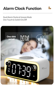 オールインワン多機能15W急速充電時計ワイヤレス充電器、FMラジオBluetoothスピーカー雰囲気ライト付き - Product Image 4