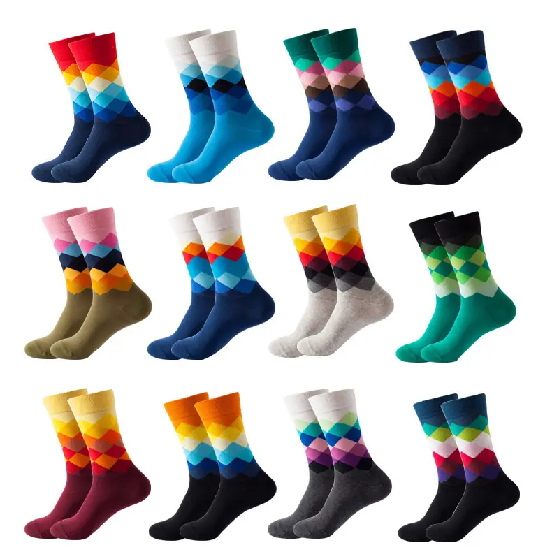 Coloridos calcetines de algodón puro para hombre, medias alegres y populares de alta calidad, venta al por mayor