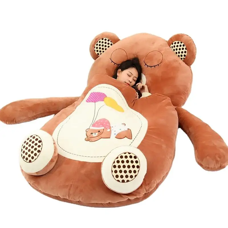 Tembel uyku tulumu sevimli yetişkinler büyük boy ayı kurbağa kedi matı çekyat hayvan dev oyuncak ayı yatak özel doldurulmuş hayvan peluş oyuncaklar