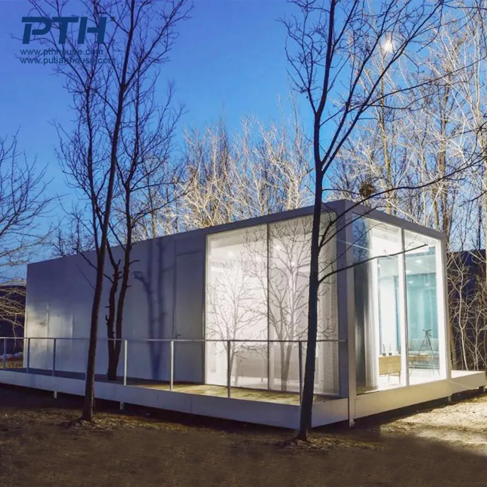 Casa de contêiner design moderno vidro de luxo parede pré-fabricado modular recipiente casa hotel para resort vila