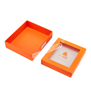 Custom Premium Rigid Shiny Orange Gift <strong>Box</strong> <strong>with</strong> <strong>Lid</strong> and Base Square <strong>Rectangle</strong> Packaging <strong>Box</strong> <strong>with</strong> Clear PVC Window for Storage - Product Image 3