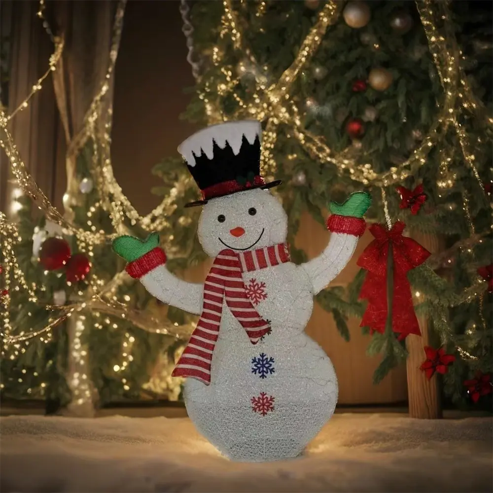 Dize işıkları ile 48-Inch noel noel baba oyuncak reçine kardan adam giyen silindir şapka tatil süs dekorasyon