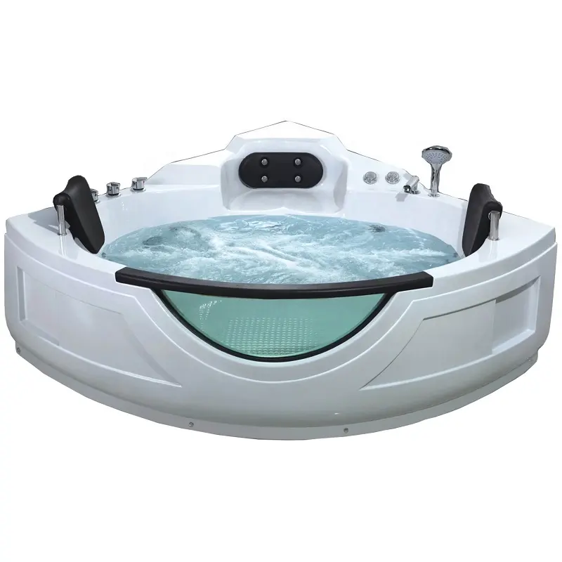Sang trọng Acrylic thủy tinh Trong Suốt Whirlpool 2 người Phòng Tắm Góc Massage Bồn Tắm