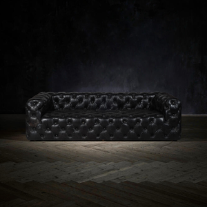 बेस्पोक चेस्टरफील्ड काले चमड़े के सोफे निर्माता आपूर्तिकर्ता चेस्टर फील्ड 3 सीट सोफे घर रहने वाले कमरे के साथ - Product Image 3