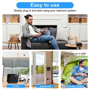 Sistema de intercomunicación inalámbrico Daytech, juego de radio de 2 vías, multifunción para comunicación en el hogar o la oficina, intercomunicador de habitación a habitación, 1 paquete