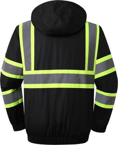 Hi Vis工作夹克反光安全工作服软壳夹克<span class=keywords><strong>ansi</strong></span> 107 <span class=keywords><strong>3</strong></span>类反光软壳冬季夹克