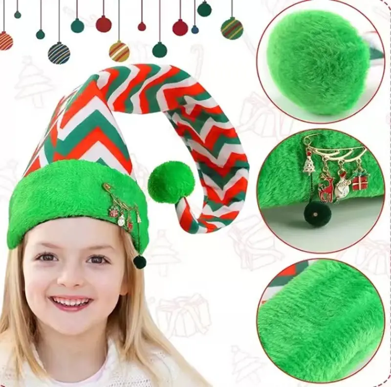 JM Hot Selling Weihnachten Verschiedene Design Plüsch gestreiften Hut Kreative Elf Style Festival Party Dress Up Clown Kostüm