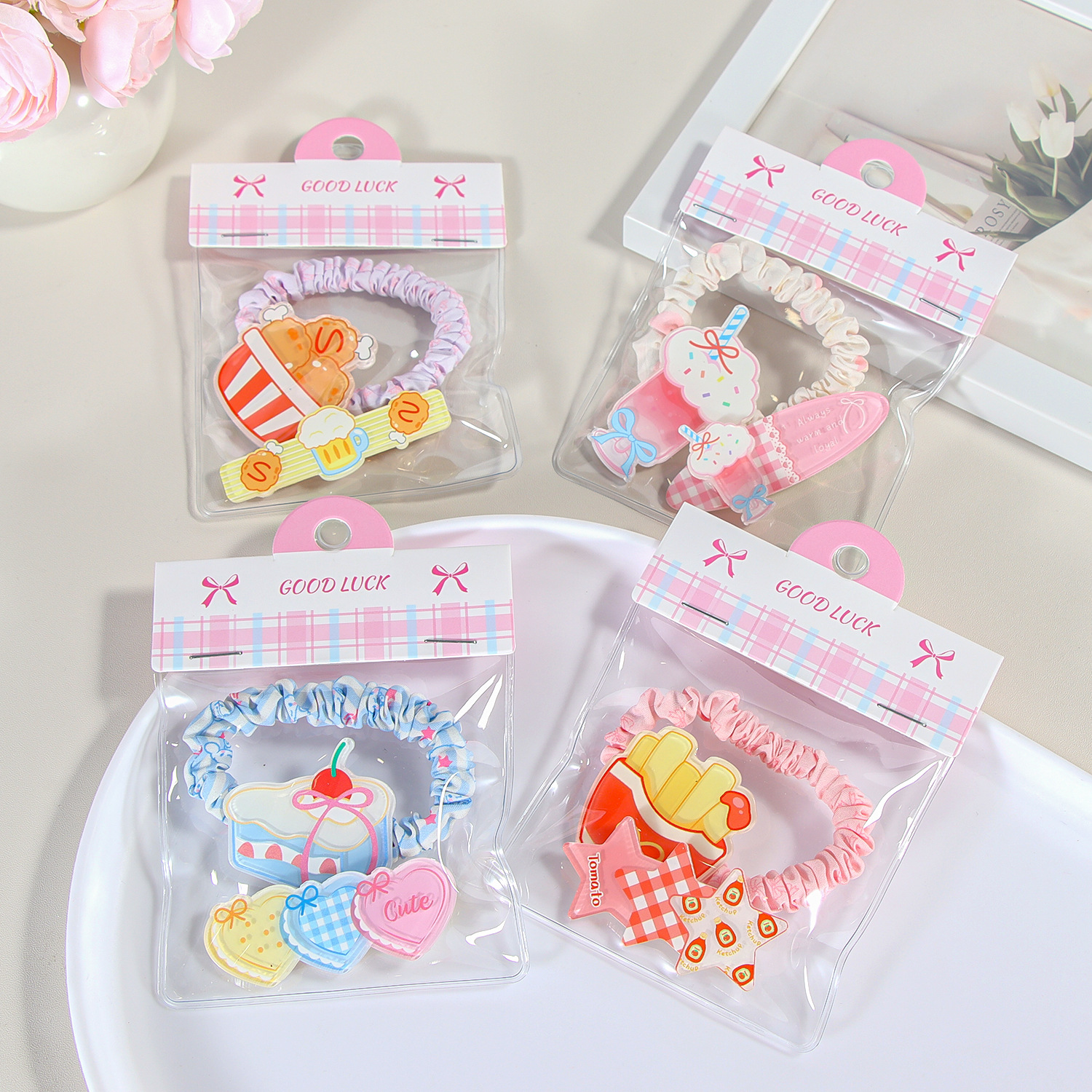 6PVC Bagged Dessert Burger Cloth Towel Ring Duckbill Clip (2 Pieces)