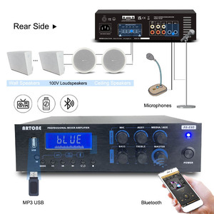 Small 80W Blue Tooth Music <strong>Mixer</strong> with Power Amplifier Wall Ceiling Speaker Restaurant 100V Sound System Receiver PA-E80 for Shop - Product Image 6