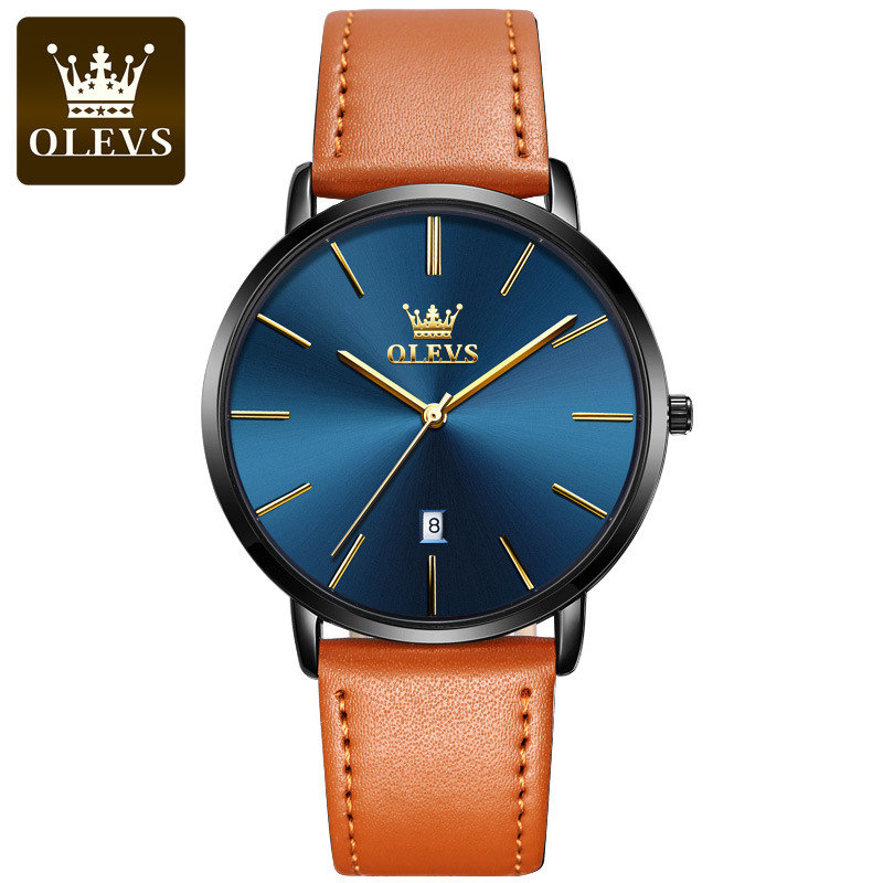 4 blue dial black case yellow belt - for men