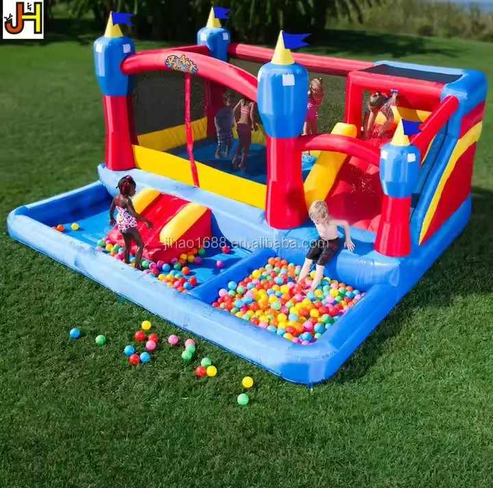 Bouncer tiup dengan geser zona ledakan bajak laut blaster kerajaan misty untuk anak-anak