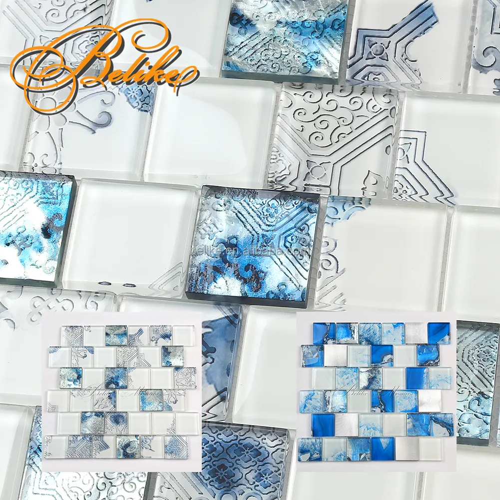 Zen minimalista vidrio Metal mosaico mezcla pared azulejo fachada cubierta característica elevación Interior acento Fondo elegante ambiente