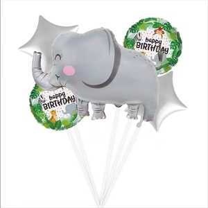 動物の誕生日ホイルバルーンセットワイルドワンパーティーデコレーションハッピーバースデーライオンエレファントキリンパーティーデコレーション用品