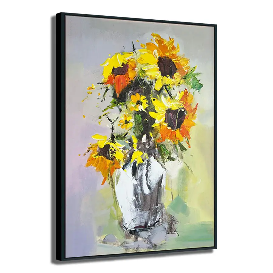 Arte Original de alta calidad moderno lienzo Floral arte de pared impresionista Naturaleza muerta girasol flor arte decoración diseño para colgar